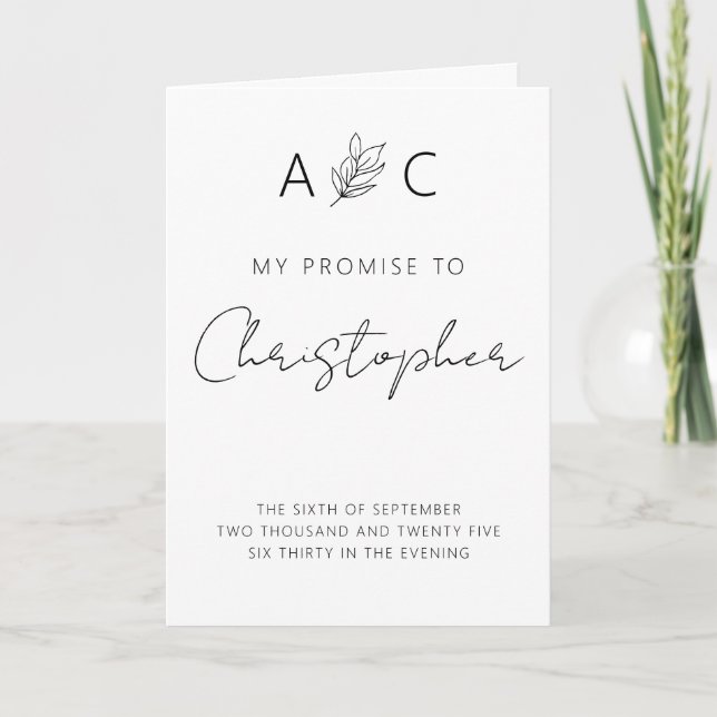 My Promise Him Vows Minimalist Elegant Modern Invitation (Front)