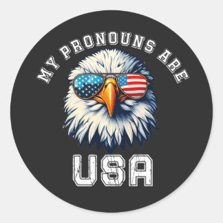 My Pronouns Are USA Classic Round Sticker