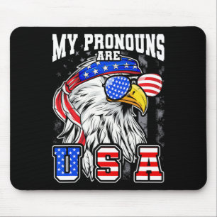 My Pronouns Are Usa Eagle American Funny 4th Of Ju Mouse Pad