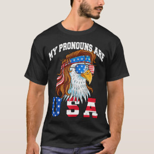 My Pronouns Are Usa Eagle American Funny 4Th Of T-Shirt