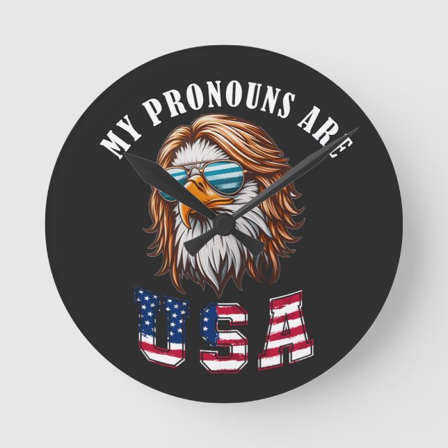 My Pronouns Are USA Round Clock (Front)
