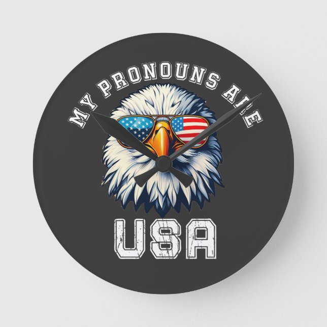 My Pronouns Are USA Round Clock (Front)