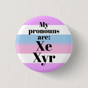 My pronouns are: Xe Xyr - bigender flag 1 Inch Round Button