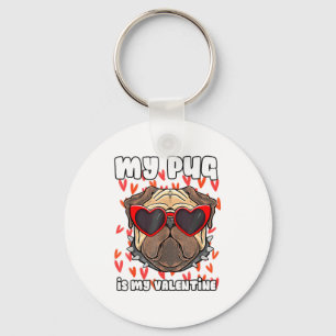 My Pug In My Valentine Cute Valentineu2019s Day Pe Keychain
