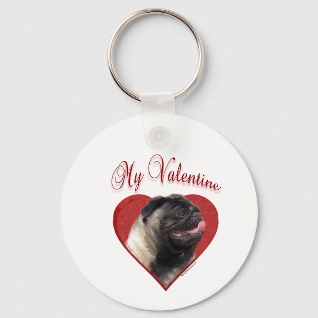 My Pug Valentine Keychain (Front)
