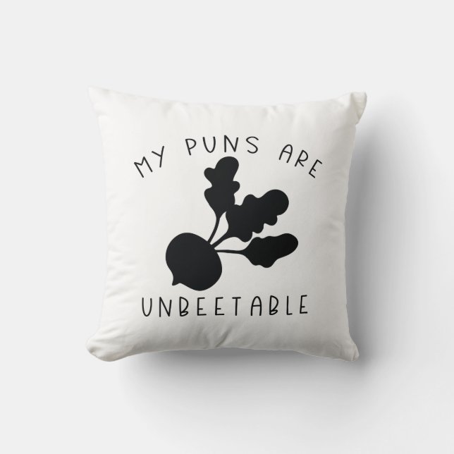My Puns Are Unbeetable Throw Pillow (Front)