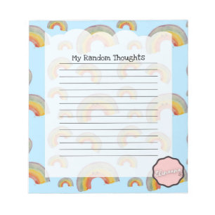 My Random Thoughts, Customizable Kawaii Rainbow Notepad