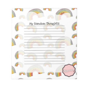 My Random Thoughts, Customizable Kawaii Rainbow Notepad