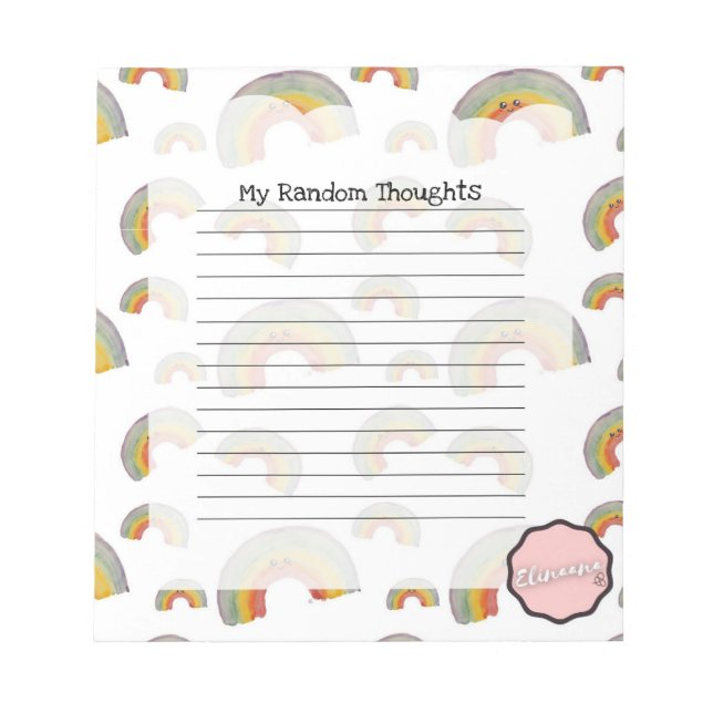 My Random Thoughts, Customizable Kawaii Rainbow Notepad (Front)