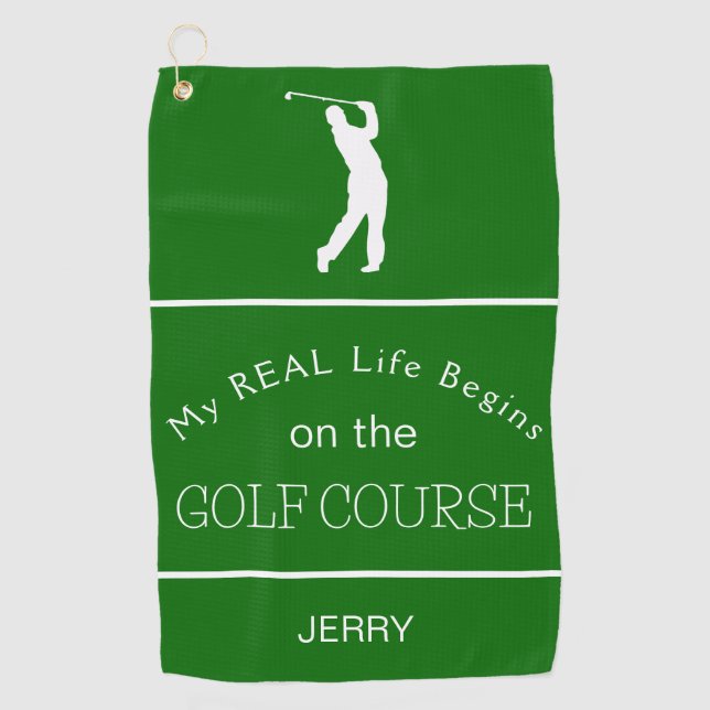 My Real Life Begins on the Golf Course Lt. Pickle Towel (Front)