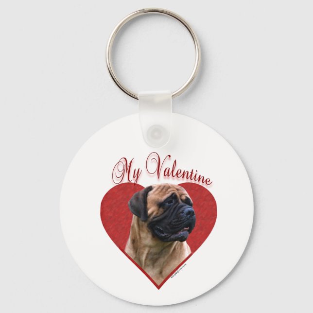 My Red Bullmastiff Valentine Keychain (Front)