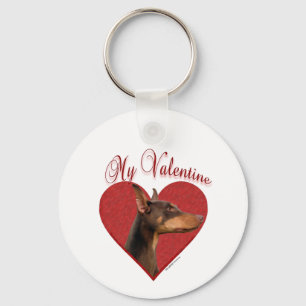 My Red Doberman Valentine Keychain