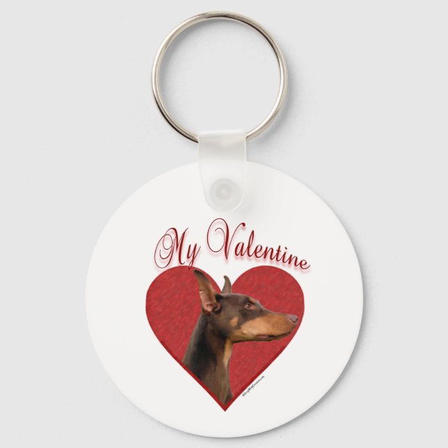 My Red Doberman Valentine Keychain (Front)