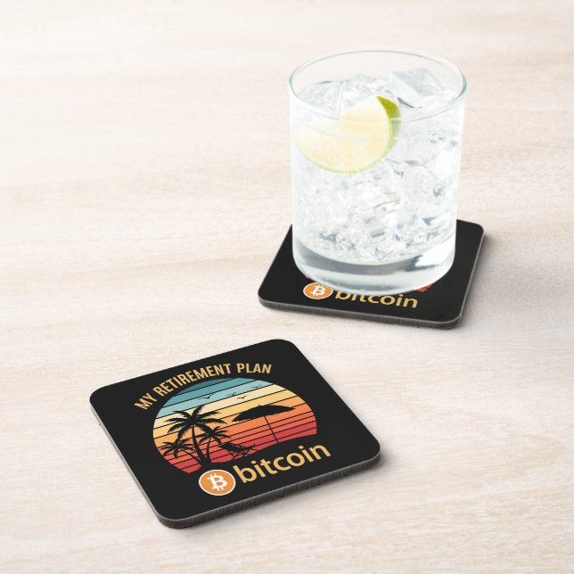 My Retirement Plan Bitcoin Beach Sunset Coaster (Right Side)