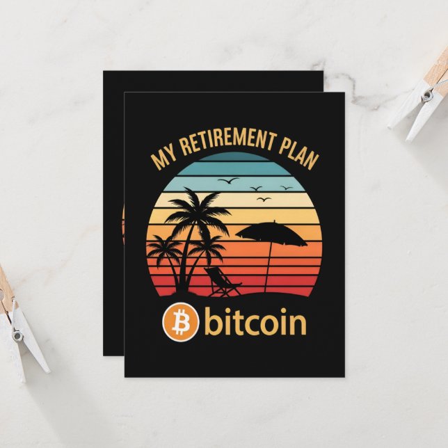 My Retirement Plan Bitcoin Beach Sunset Invitation (Front/Back In Situ)