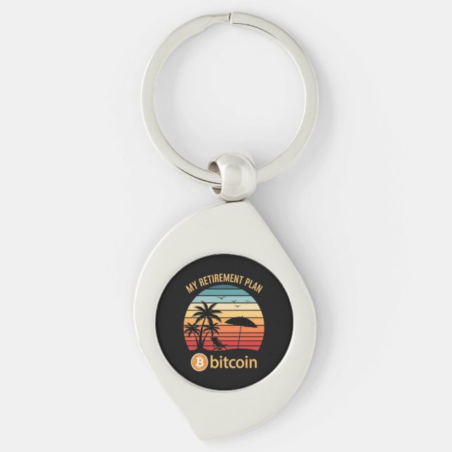 My Retirement Plan Bitcoin Beach Sunset Keychain (Front)