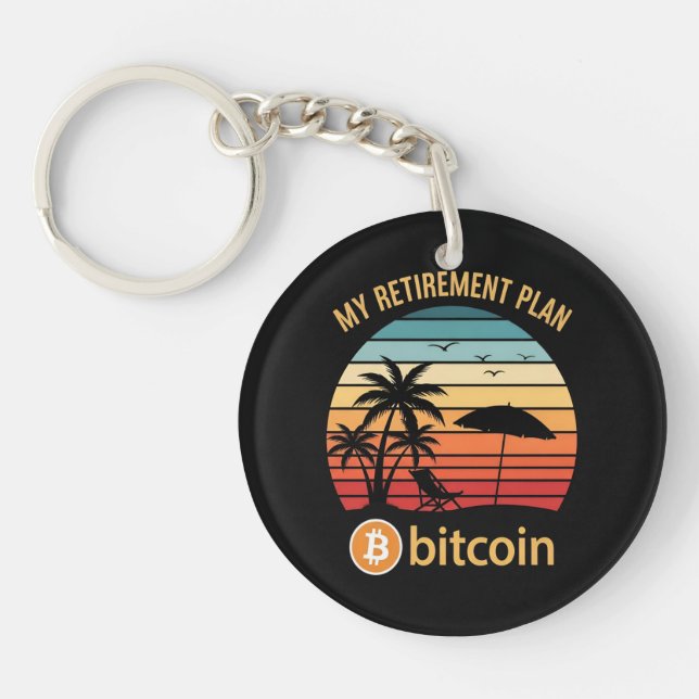 My Retirement Plan Bitcoin Beach Sunset Keychain (Front)