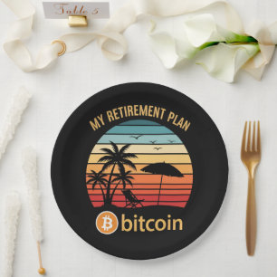 My Retirement Plan Bitcoin Beach Sunset Paper Plate