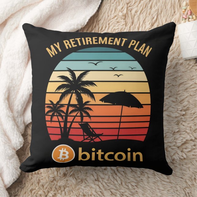 My Retirement Plan Bitcoin Beach Sunset Throw Pillow (Blanket)