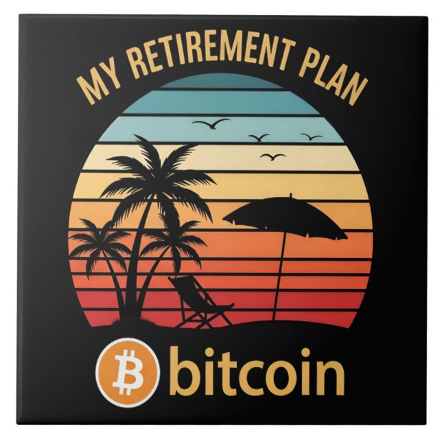 My Retirement Plan Bitcoin Beach Sunset Tile (Front)