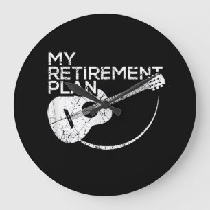 My Retirement Plan Guitar Funny Musicians Large Clock