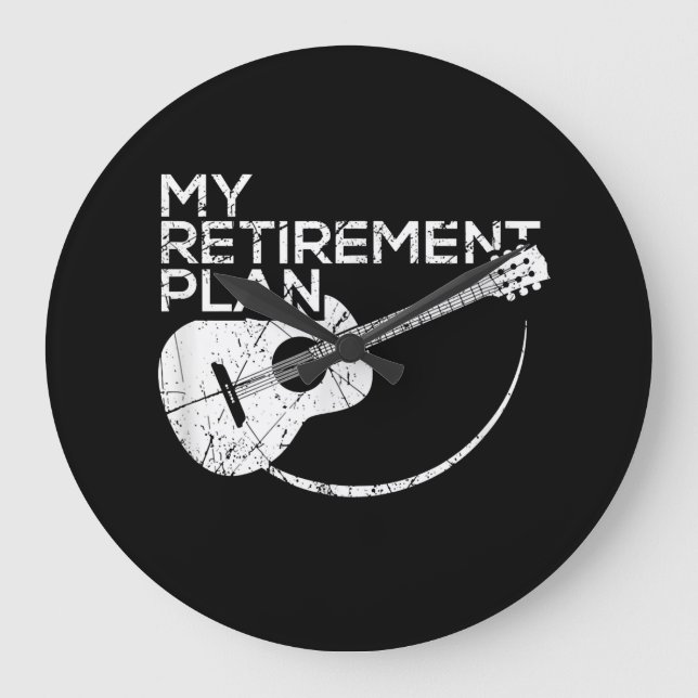 My Retirement Plan Guitar Funny Musicians Large Clock (Front)