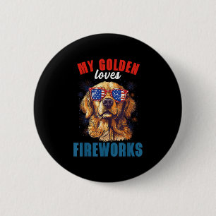 My Retriever Loves Fireworks 4th Of July Patriotic 2 Inch Round Button
