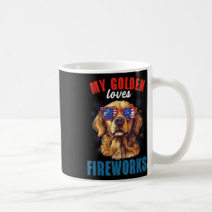 My Retriever Loves Fireworks 4th Of July Patriotic Coffee Mug