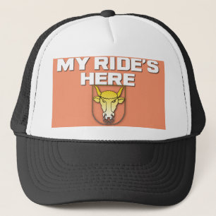 My Ride's Here Bull Riding Funny Trucker Hat