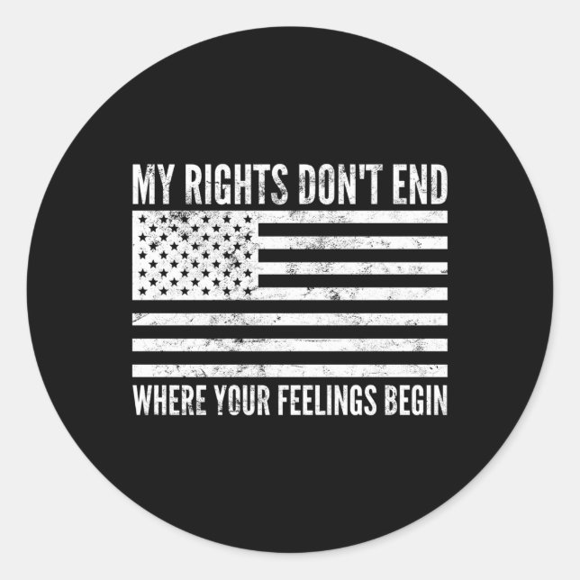 My Rights Don'T End Conservative 2Nd Adt Gun Classic Round Sticker (Front)