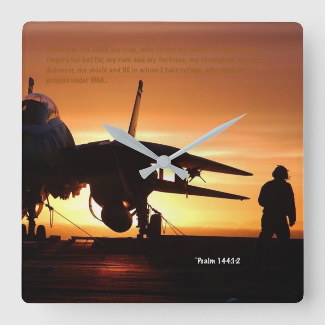 "My rock" Psalm 144:1-2 Square Wall Clock (Front)