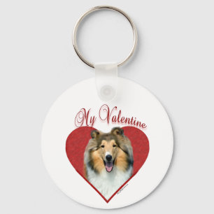 My Rough Collie Valentine Keychain