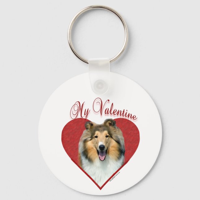 My Rough Collie Valentine Keychain (Front)