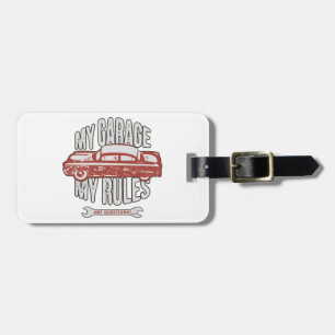 My Rules Classic Red Car Retro Mechanic Luggage Tag