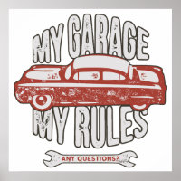 My Rules Classic Red Car Retro Mechanic