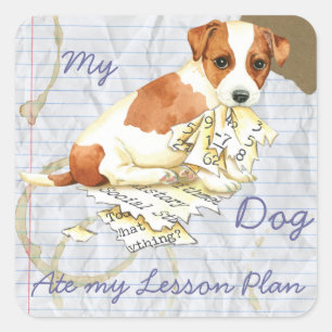 My Russell Terrier Ate My Lesson Plan Square Sticker