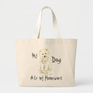 My Samoyed Ate my Homework Large Tote Bag