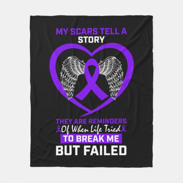 My Scars Tell A Story Purple Hodgkin's Lymphoma Aw Fleece Blanket (Front)