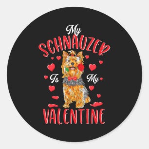 My Schnauzer Is My Valentine Love Heart For Dog  Classic Round Sticker