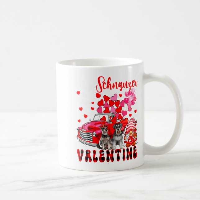 My Schnauzer Is My Valentine Two Dogs With Gnome P Coffee Mug (Right)