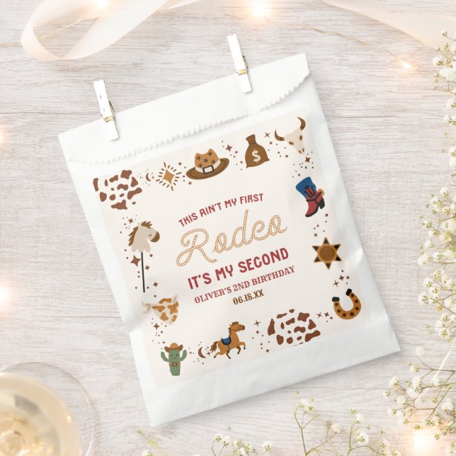 My Second Rodeo Western Cowboy 2nd Birthday Party Favour Bag (Clipped)