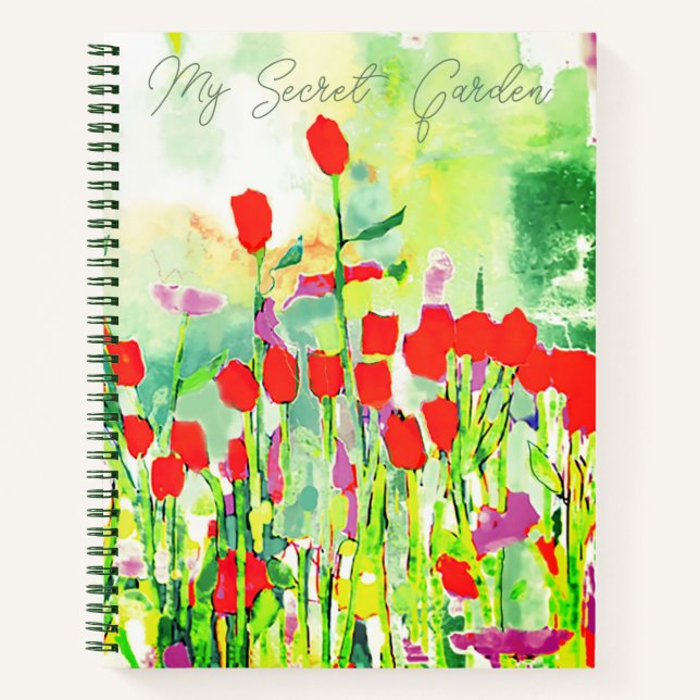 My Secret Garden Watercolor Wildflowers   Notebook (Front)