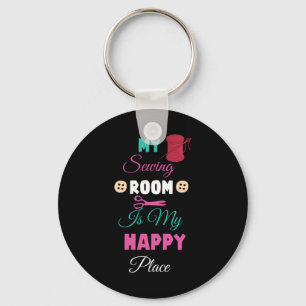 My sewing room is my happy place keychain