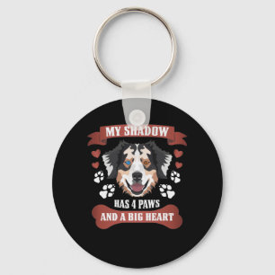 My Shadow Has 4 Paws, Australian Shepherd Keychain