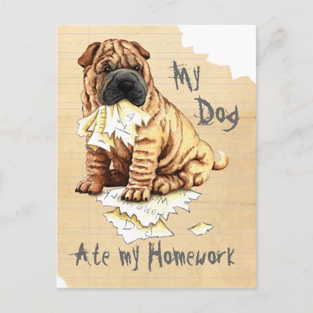 My Shar-Pei Ate My Homework Postcard (Front)