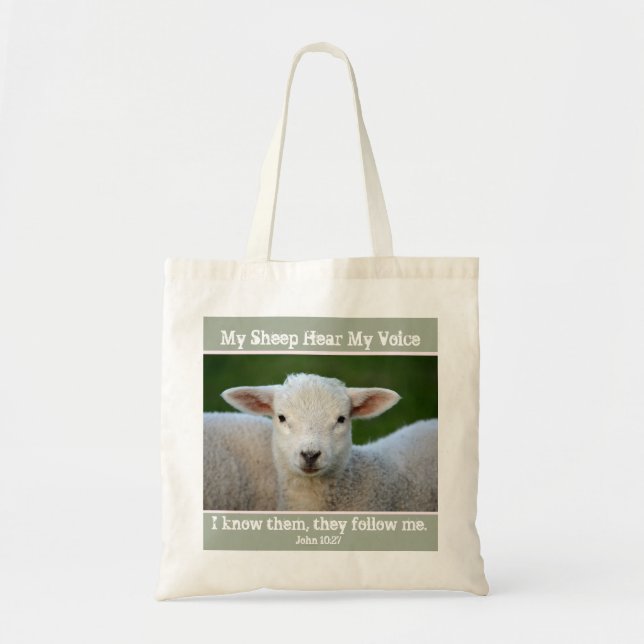My Sheep Hear My Voice, Bible Verse John 10:27, Tote Bag (Front)