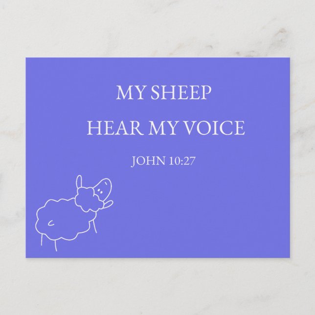 My Sheep Hear My Voice Christian Postcard (Front)
