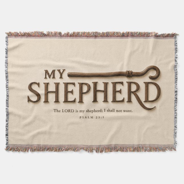 MY SHEPHERD | Warm Cream | Psalm 23:1 Throw  Blanket (Front)