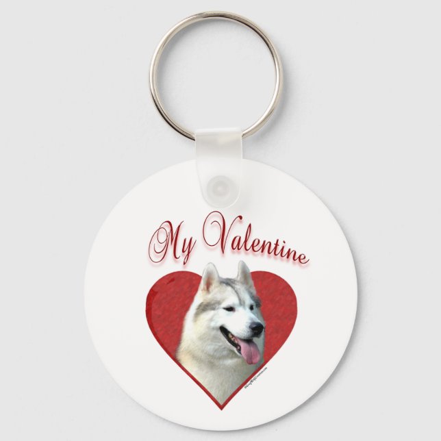 My Siberian Husky Valentine: Love Huskies Keychain (Front)
