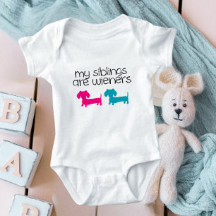 My Siblings are Wieners Dachshund Baby Outfit  Bodysuit